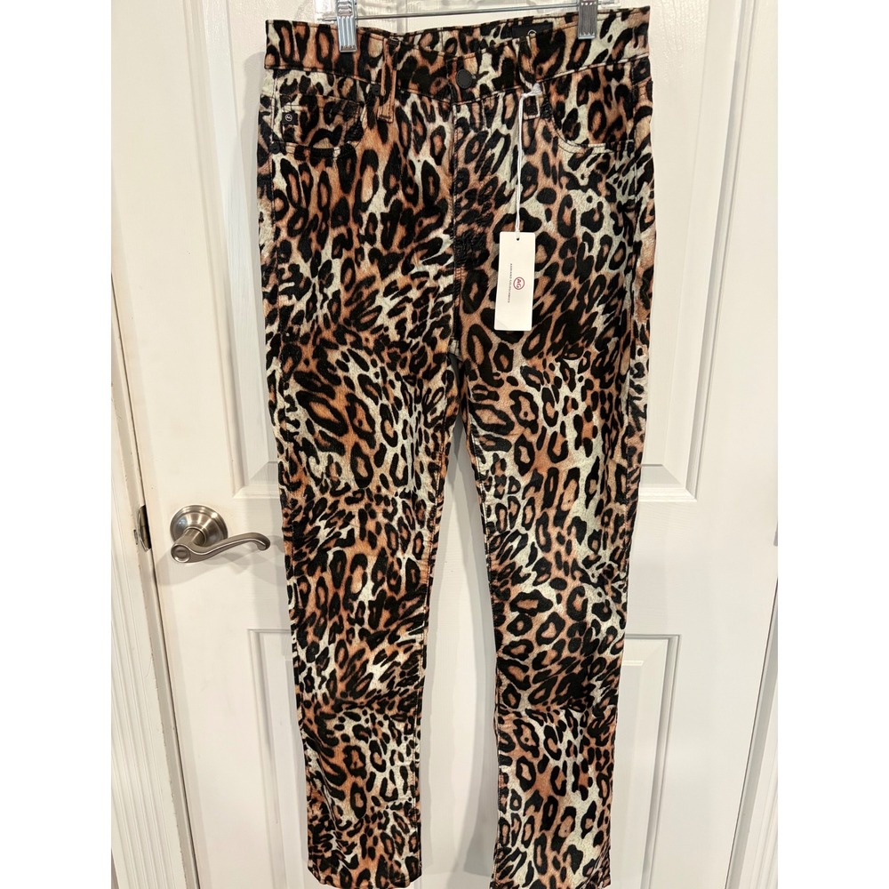 AG Adriano Goldschmied Size 29 The Mari High Rise Straight Leopard Jeans NEW NWT - Picture 1 of 7